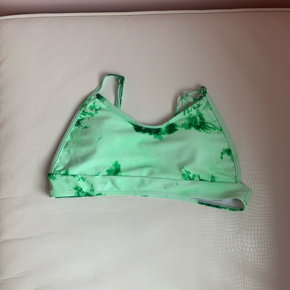 Green tie-dye bikini top